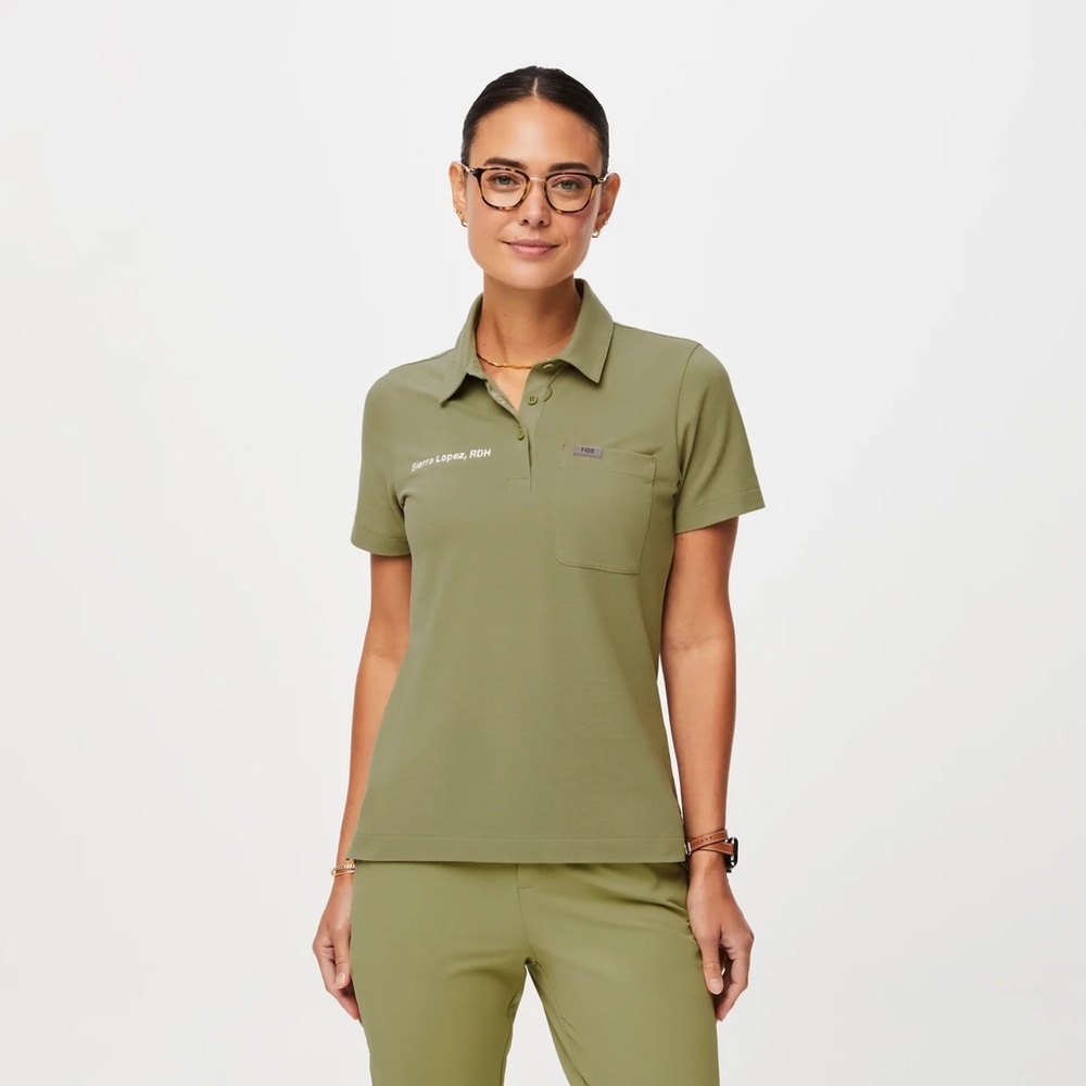 FIGS PRO Pique Short sleeve Polo Shirt XS Sage Green NWT